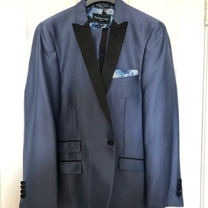 Paisley & Gray Blue Satin 3-Piece Tuxedo